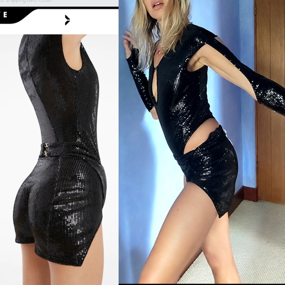 Nwt RUVE  RARE glam SET cut out sequin couture obsidian black XS - Picture 4 of 9
